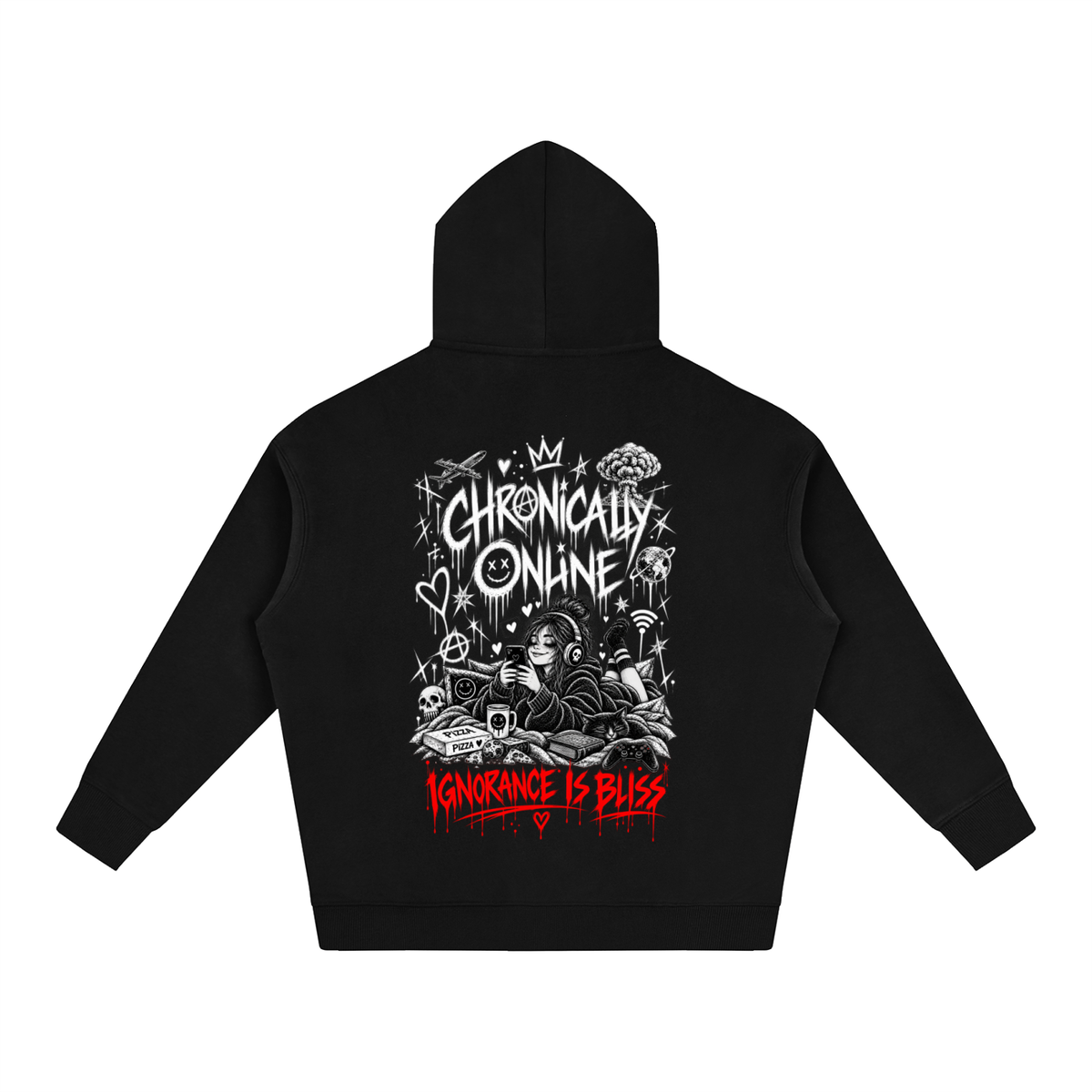 Chronically Online Oversize Fleeced Hoodie