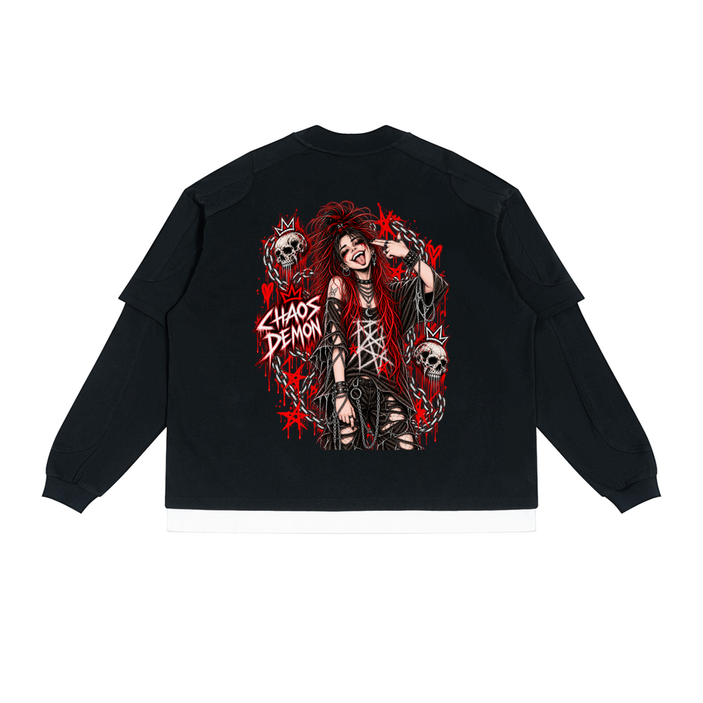 Chaos Demon Paneled Layer Color Block T-Shirt